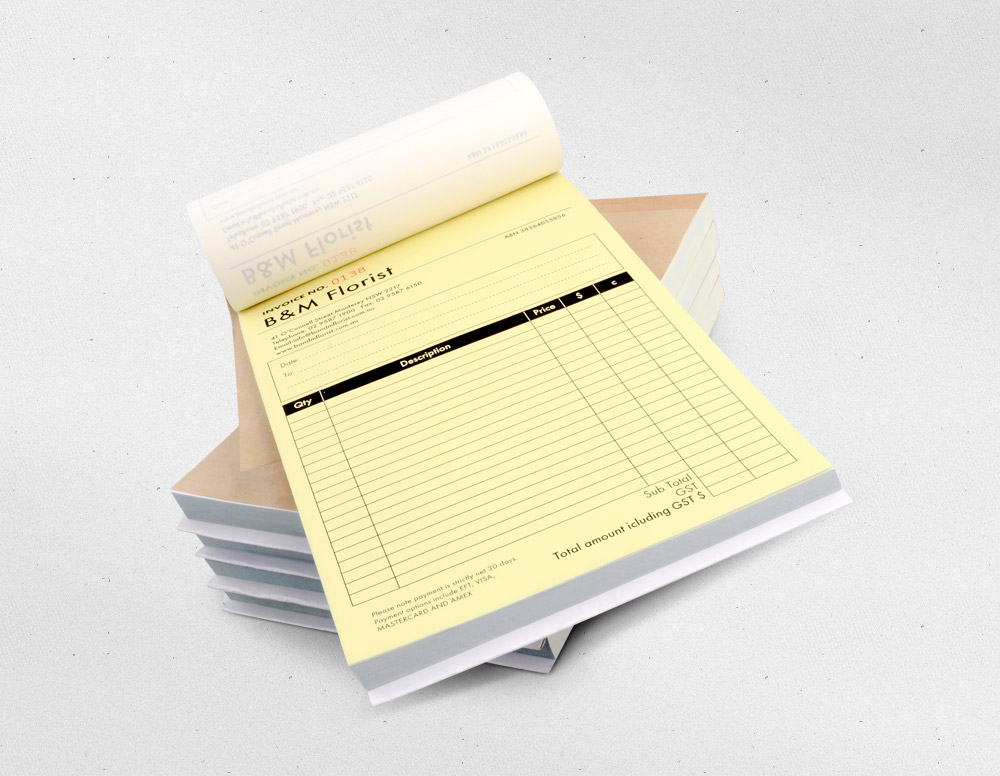 customized invoice book